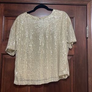 Pink Lily Flipped A Switch Sequin Top in Gold XL